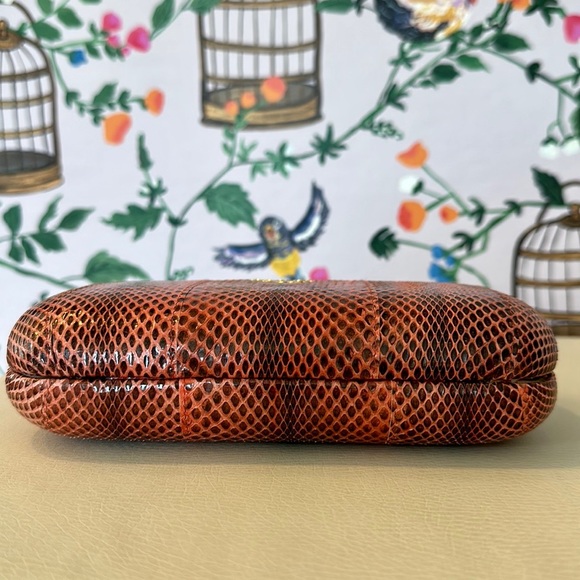 Prada Ayers SnakeSkin Coral Pink Brown Box Clutch - Picture 9 of 14